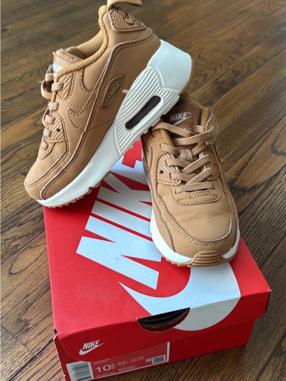 Nike Women's Tan Leather Casual Sneakers with White Midsole